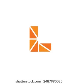 Logo letter L orange ceramic crack unique design with blank background