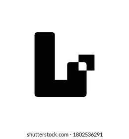 Letra con logotipo L con diseño vectorial de efecto pixelado.