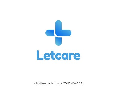 Letra de logotipo L com símbolo médico plus, Modelo criativo para hospital e saúde.