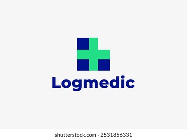 Logo letter L with symbol medical plus, Creative template for hospital and healthcare.