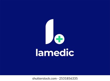 Logotipo letra L con el símbolo médico plus, Plantilla creativa para el hospital y la atención sanitaria.