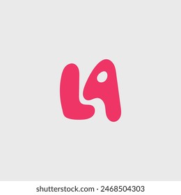 Logo letter LA bubble gum unique minimalist with blank background