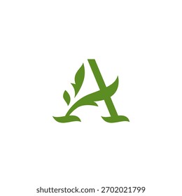 Logo Letra A Con Hoja. Plantilla de diseño de hoja de carta de Profesional