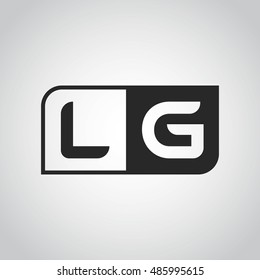 Logo letter LG with two different sides. Negative or black and white vector template design