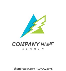 logo letter a , lightning logo with high voltage, electrical icon + thunder logo 