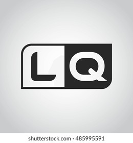 Logo letter LQ with two different sides. Negative or black and white vector template design