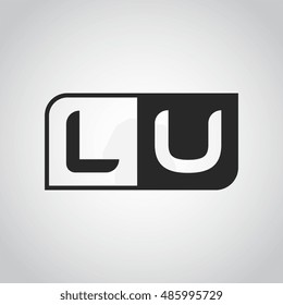 Logo letter LU with two different sides. Negative or black and white vector template design