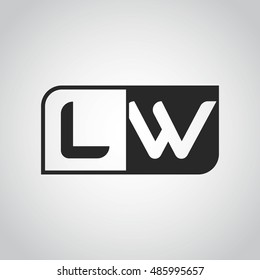 Logo letter LW with two different sides. Negative or black and white vector template design