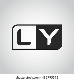 Logo letter LY with two different sides. Negative or black and white vector template design