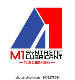 Logo letter m and 1 abstract geometric triangle. Sporty logotype for marketing, product, corporate, industry, airways, airline, business identity, etc