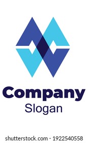 The logo with the letter m above and the letter w below, when viewed as a single unit, will look like two lined diamonds. Is a premium and elegant logo that is suitable for your company.