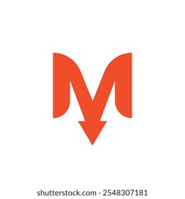 Logo letter M arrow unique design with blank background