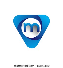 Logo letter M blue colored in the triangle shape, Vector design template elements for your application or company identity.