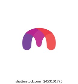 Logo letter M bubble watercolor liquid with blank background