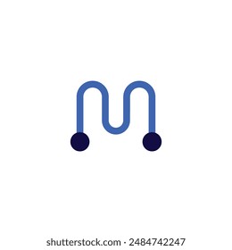 Logo letter M cabel , circuit or motherboard with blank background