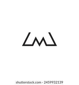 Logo letra M mayúscula techo o montaña negro con fondo en blanco