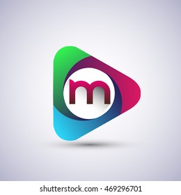 logo letter M colorful icon in the triangle shape, Vector design template elements for your application or company identity.