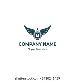 A logo with the letter M combined with a winged circle means that your company is ready to achieve glory in the future