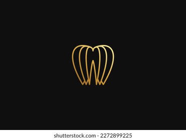 Letra con logotipo M y dental, odontológico clínico, vector odontológico.  Salud, medicina, odontología, logotipo único, moderno, minimalista, plateado. Icono del vector de identidad empresarial.