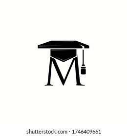 logo letter m with education cap vector design