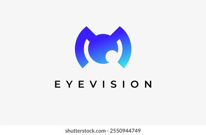 Logo Letra M y Visión de Ojo. Digital, visual con concepto moderno y minimalista. Archivo editable.