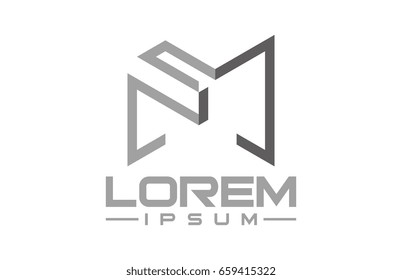 logo letter m flat line military
