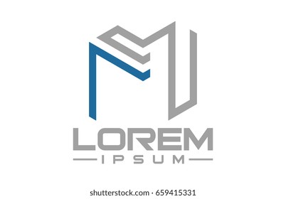 logo letter m flat line military