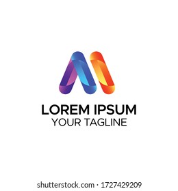 Letra de logotipo M color gradiente para empresas y marcas