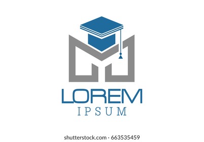 logo letter m graduation bachelor education icon