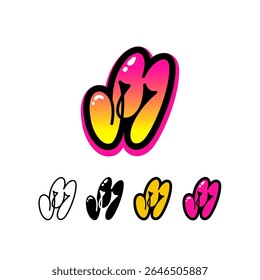 Logo letter M, graffiti alphabet font, set of four different art symbol for your brand name design, vector illustration 10 EPS