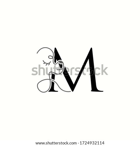 logo letter m with icon prety dog line vector design