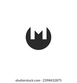 Letra de logotipo M dentro del círculo con fondo en blanco