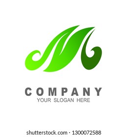 Logo letter M and leaf icon design illustration