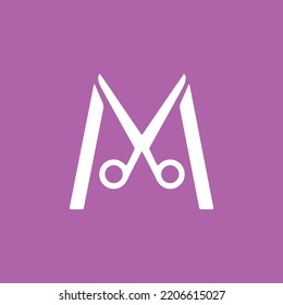 Logo Letter M made of Scissor