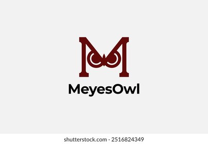 Logo letter M and Owl eye. Simple, Minimalist and Modern. Editable file