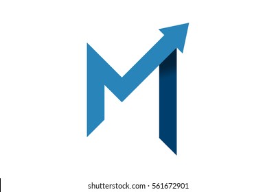 Logo Letter M Ribbon Arrow Up