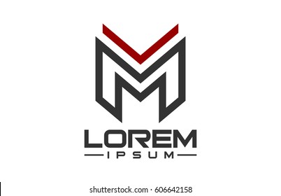 logo letter m ribbon flat