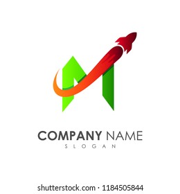 logo letter m, up logo, the rocket logo is racing up