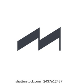 Logo letter M roof structure real estate with blank background