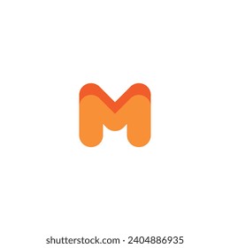 Logo letter M shadow 3d with blank background