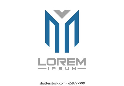 logo letter m simple wing ribbon 