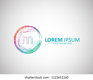 the logo of the letter M, surrounded by a rainbow of abstract colors