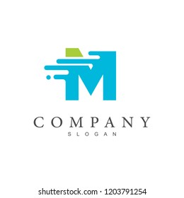 logo letter m, logo m and symbol of maximum speed + delivery express 