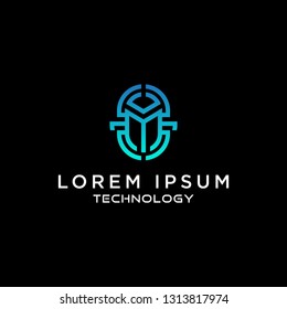 Logo letter M. Logo technology logo design. - Vector