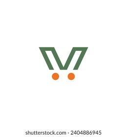 Logo letter M trolley with blank background