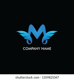 logo letter M with wings, for flight symbols