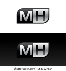 Logo letter MH with two different sides. Negative or black and white vector template design vector