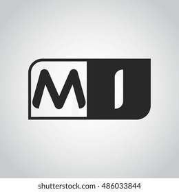 Logo letter MI with two different sides. Negative or black and white vector template design