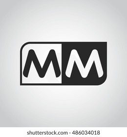 Logo letter MM with two different sides. Negative or black and white vector template design