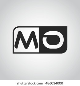 Logo letter MO with two different sides. Negative or black and white vector template design